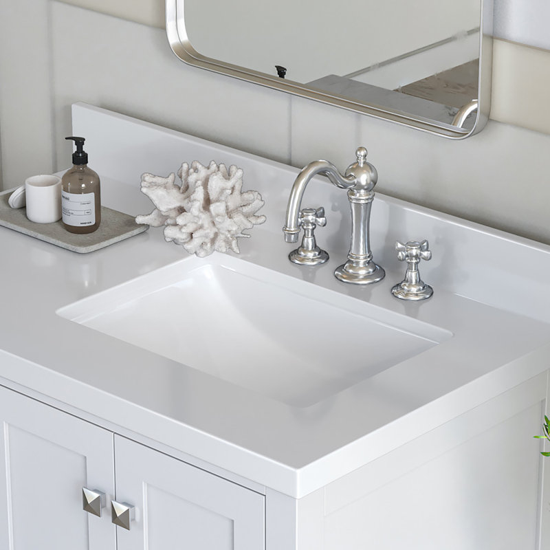 Cambridge 37'' W Single Vanity, White, Pure White Quartz