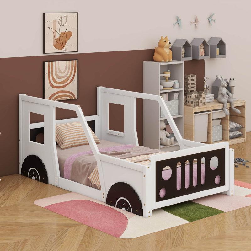 Lit plateforme simple avec roulettes Classic, Blanc