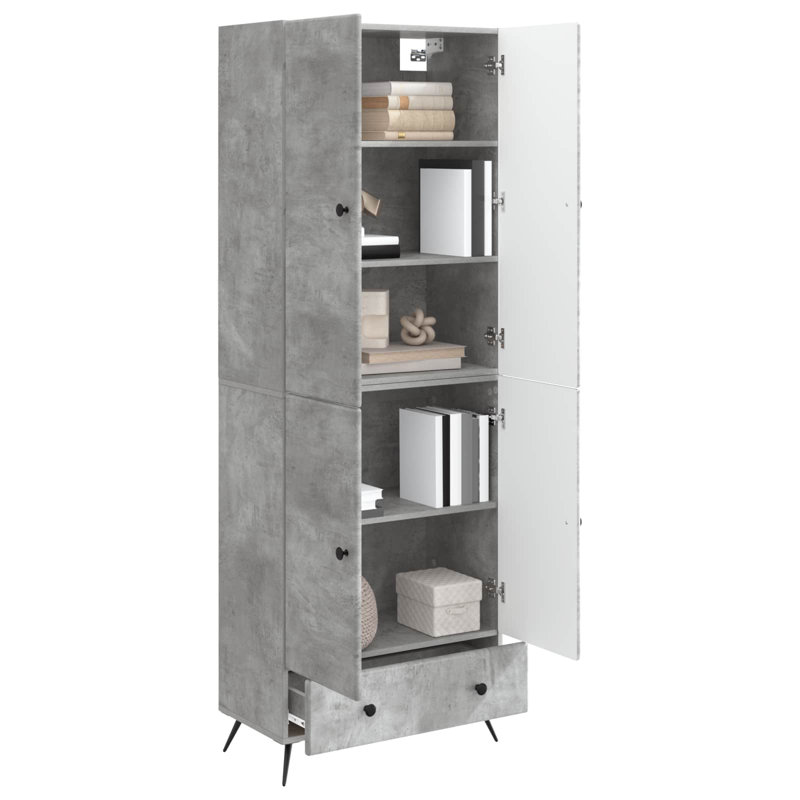 4 -Door 3 Storage Cabinet, Concrete Grey