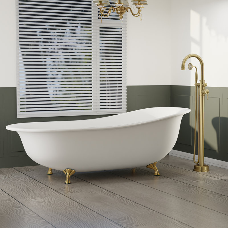Hettinger 1 Handle Bathroom Freestanding Tub Filler Bath Filler with Diverter, Gold