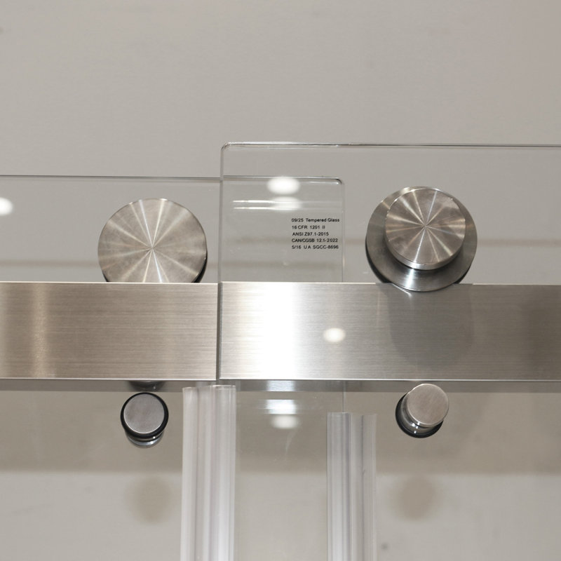 Porte de douche coulissante moderne sans cadre, acier inoxydable 304, style épuré