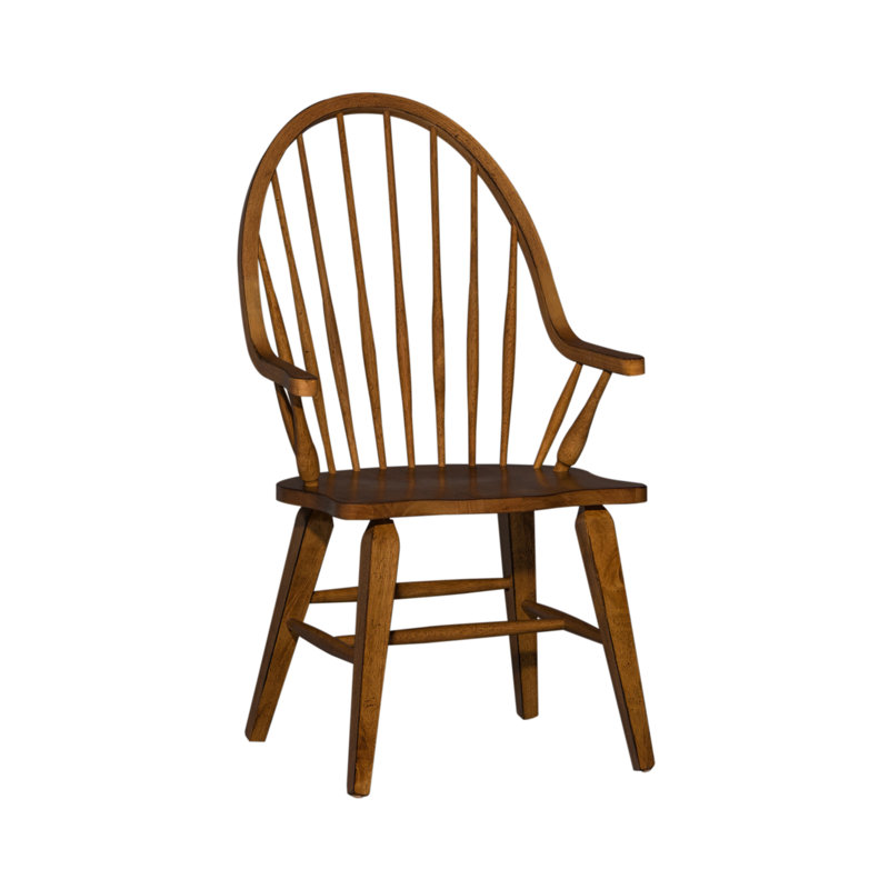 Hendry Hahira Windsor Back Arm Chair, Rustic Oak