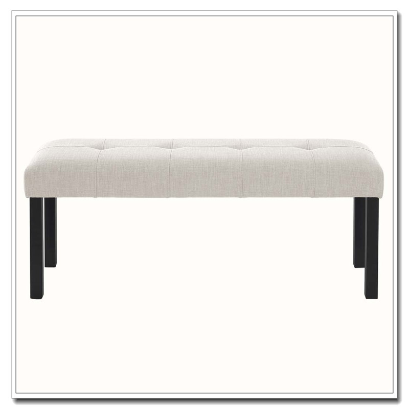 Modern Tufted Linen Dining Bench, Beige