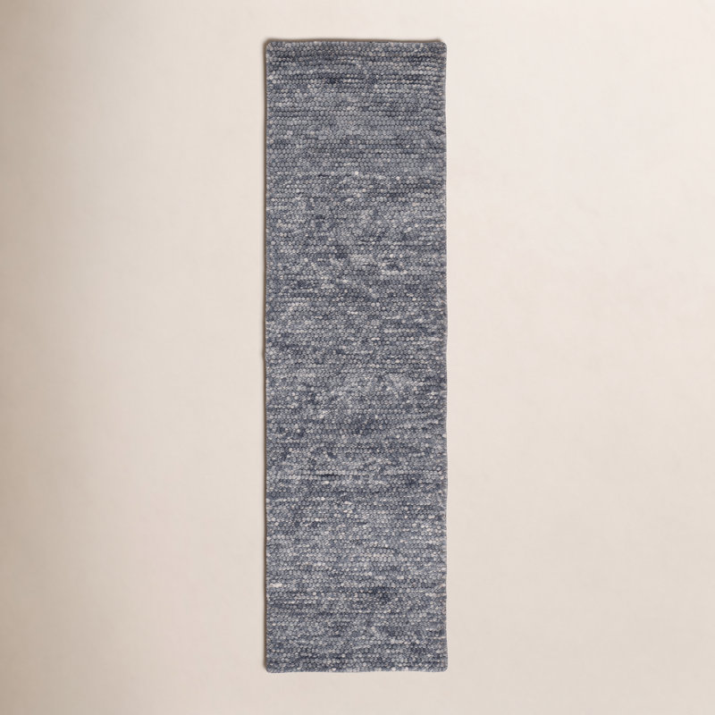 Tapis gris foncé fait à la main Elle, Tapis de couloir 2 pi 3 po x 14 pi
