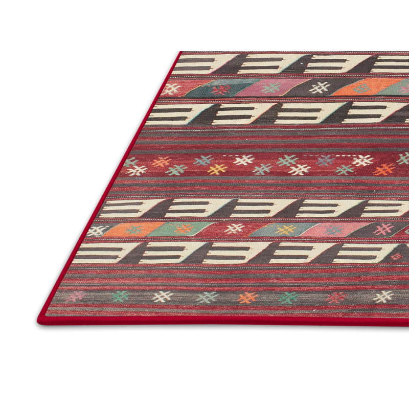 Tapis de zone rouge/brun contemporain, Rectangle 5 pi x 7 pi