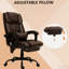 Fauteuil de bureau inclinable à haut dossier, fauteuil de massage à 6 points vibrants avec repose-pieds et télécommande
