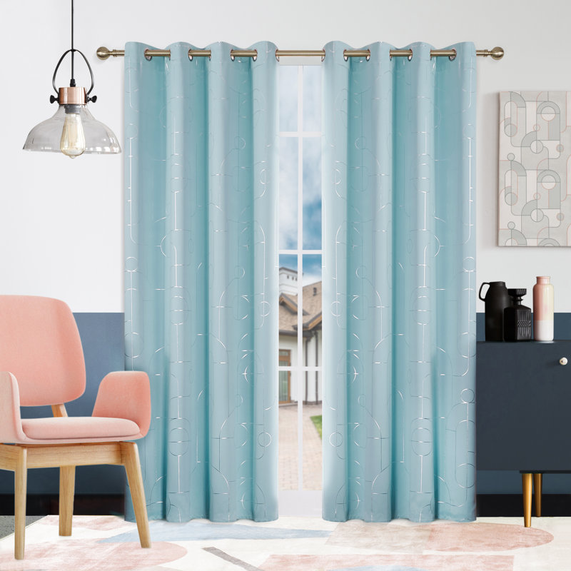 Ashleeann Room Darkening Curtain Pair, 52" W x 108" L, Sky Blue