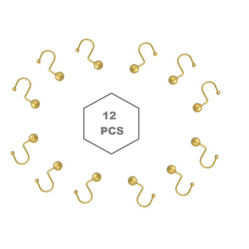 METAL SHOWER HOOKS Rust Resistant Shower Curtain Hook, Gold