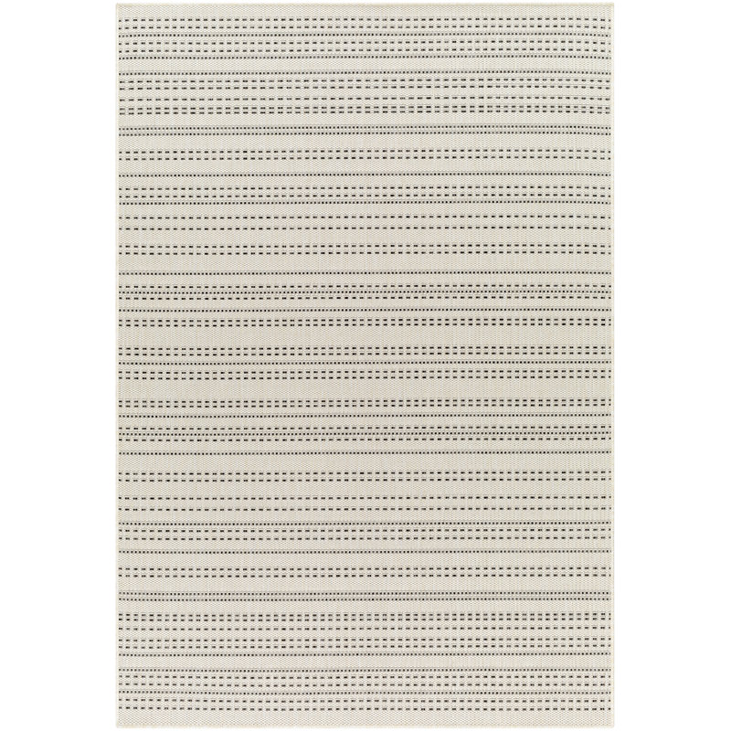 Elliegrace Black/Ivory Outdoor Area Rug, Rectangle 5'3" x 7'