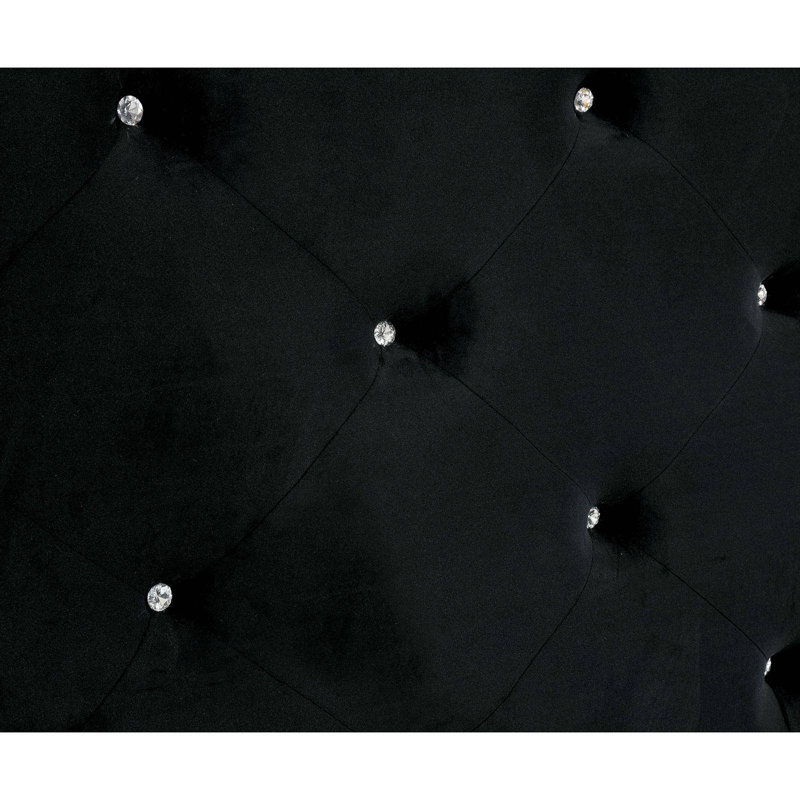 Lit tapissier standard capitonné Winkleman, Noir, Grand