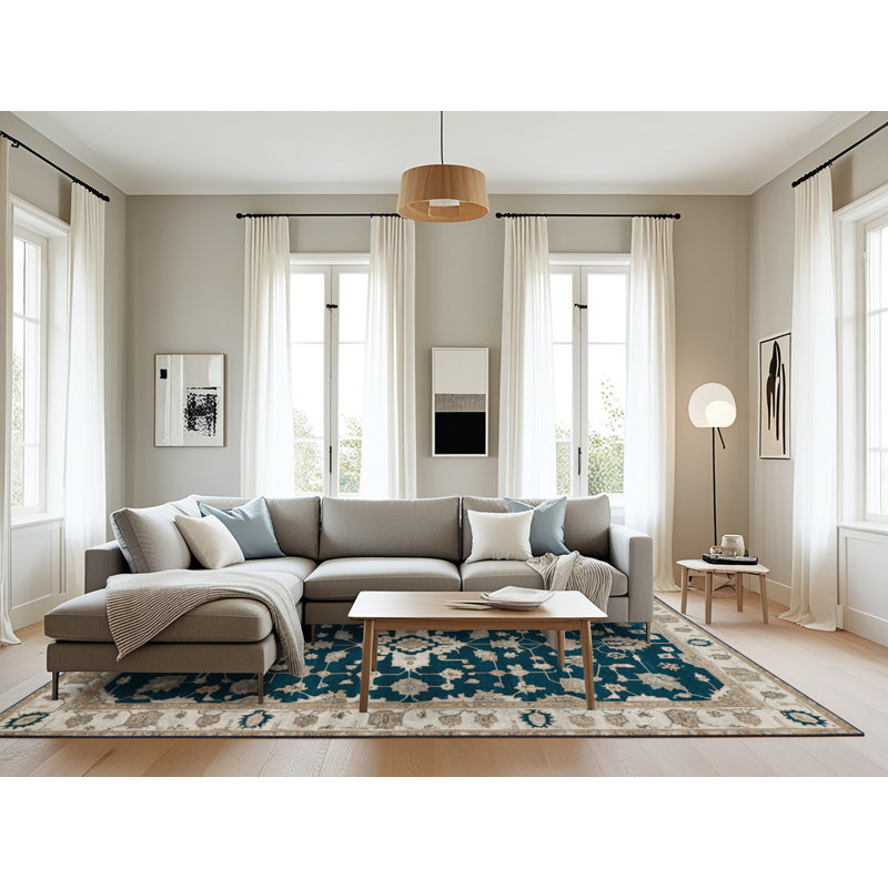 Machine Washable Overdyed Blue Area Rug, Rectangle 6' x 9'