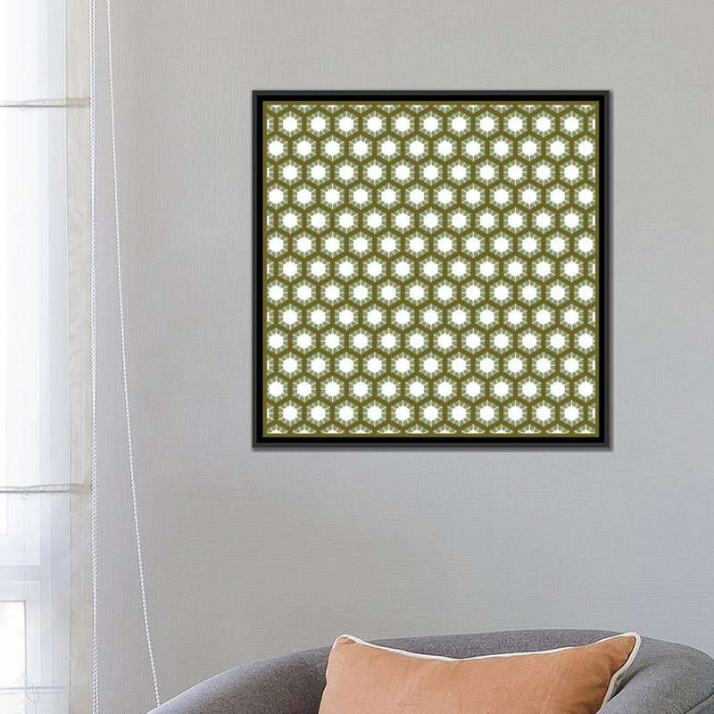 Albree Modern Honeycomb, impression sur toile, H 26 po x l 26 po x P 1,5 po, Toile avec cadre flottant noir, Pas de tapis