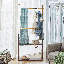 Porte-vêtements à deux couches Choung avec base et tablette en bois