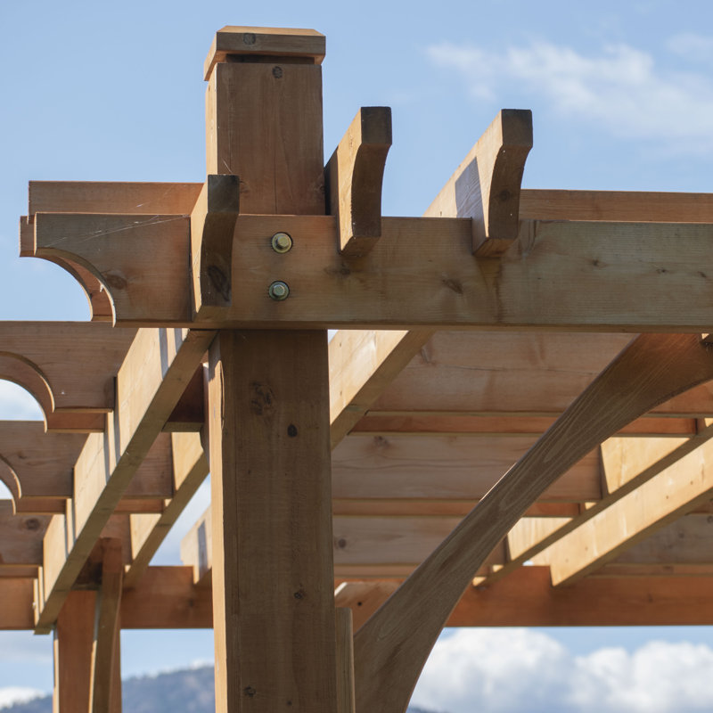 12 ft. W x 12 ft. D Breeze Solid Cedar Wood Pergola with Retractable Canopy, 12 ft. W x 12 ft. D, Brown
