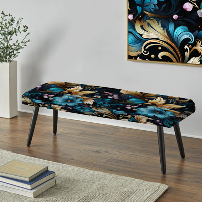 Enchanted Paisley Gard Marble Motif - Banc rembourré en marbre noir