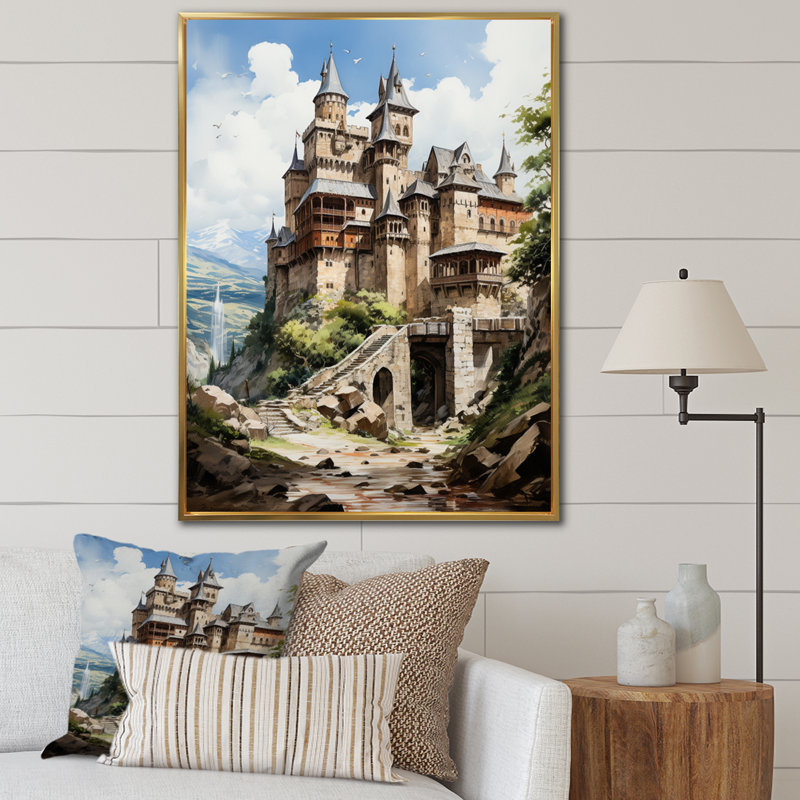 Fortress Majestic Guardians III - Cityscapes, art mural sur toile, H 32 po x l 24 po x P 1 po, Cadre flottant doré