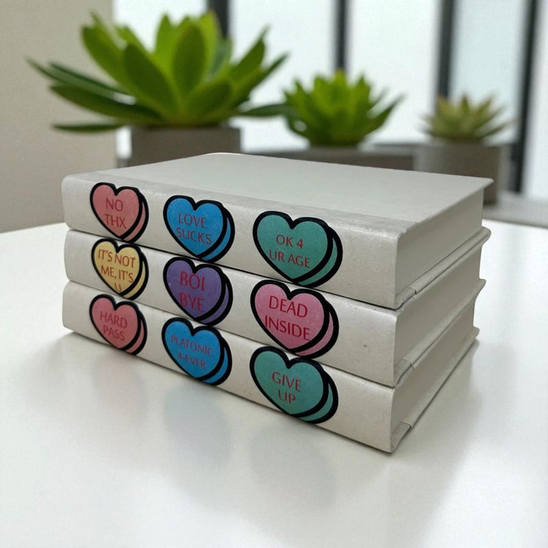 Candy Hearts Handmade Decorative Book in White/Red/Green/Blue