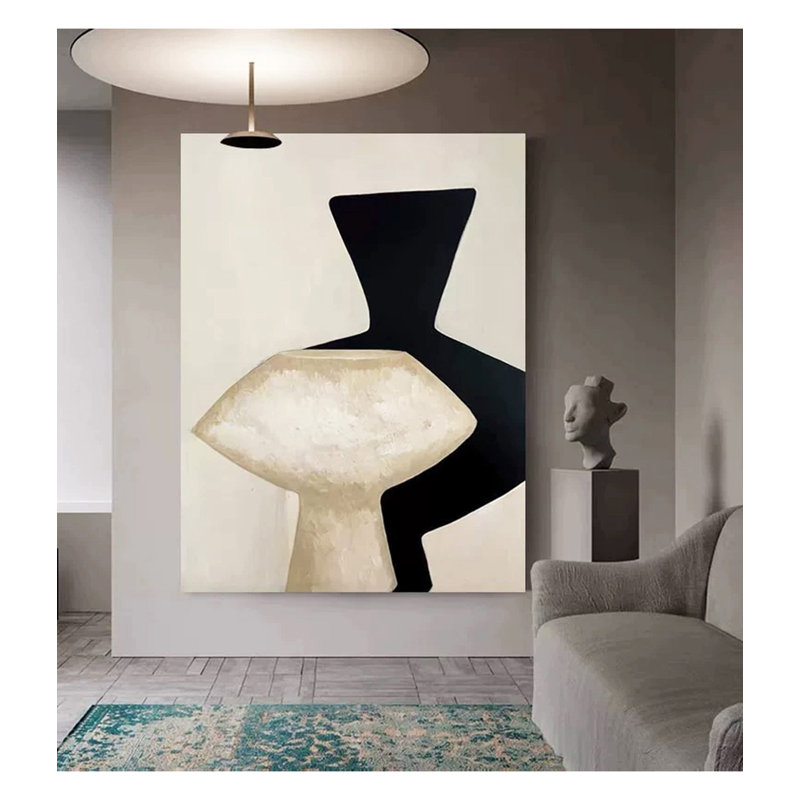 Décoration murale peinte à la main empâtement texturé abstrait Vase Home, 51.18" H x 35.43" W x 7.87" D