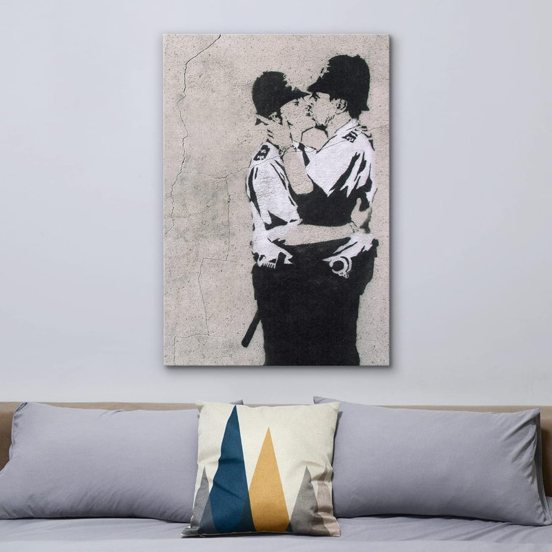Multicolore Banksy, Toile tendue, H 36 po x l 24 po x P 1,5 po