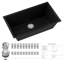 Grand évier de cuisine encastré 30 po x 18 po en granite noir non-poreux