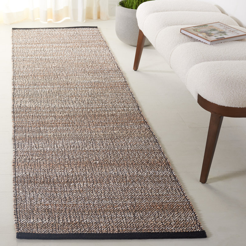 Natural Fiber Flat Weave Jute/Cotton Rug in Taupe/Bleach, Runner 2'3" x 8'
