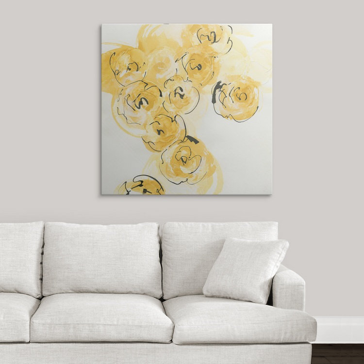 « i » chris paschke, reproduction d’art Yellow Roses Anew, H 35 po x l 35 po x P 1,5 po, Toile