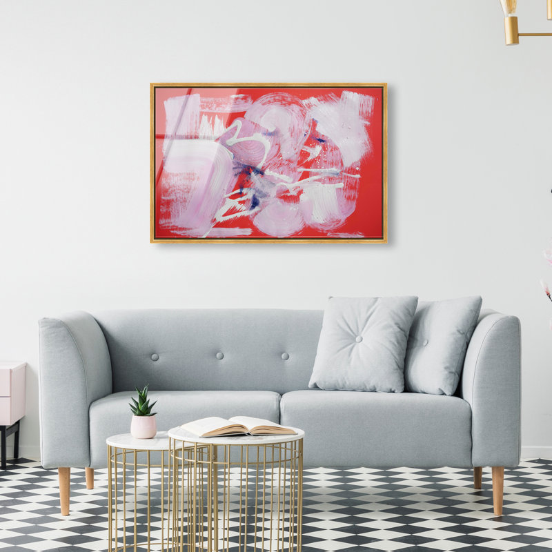 Passion Fruit Berry Blend Canvas Abstract Print by Oliver Gal, 17"H x 25"W, Gold Frame