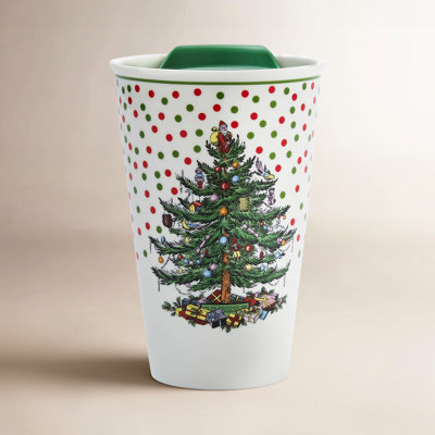 Christmas Tree Polka Dot Travel Mug