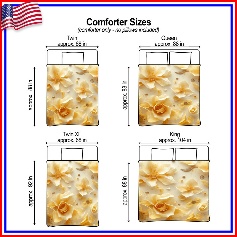 Golden Paper Flowers Comforter, Twin