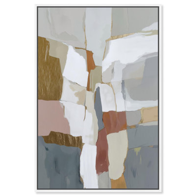 Mineral Shards I Canvas Print Gold Boho Wall Decor by Art Remedy, White Frame, 24 x 36