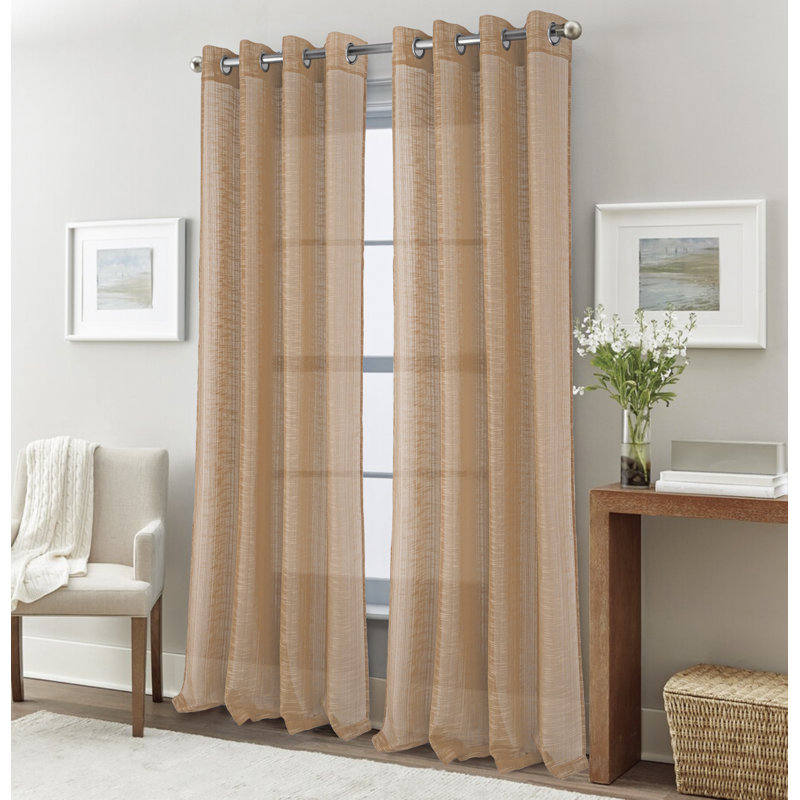 Panneau de rideau en lin Charay, L 54 po x L 90 po, Taupe, 1