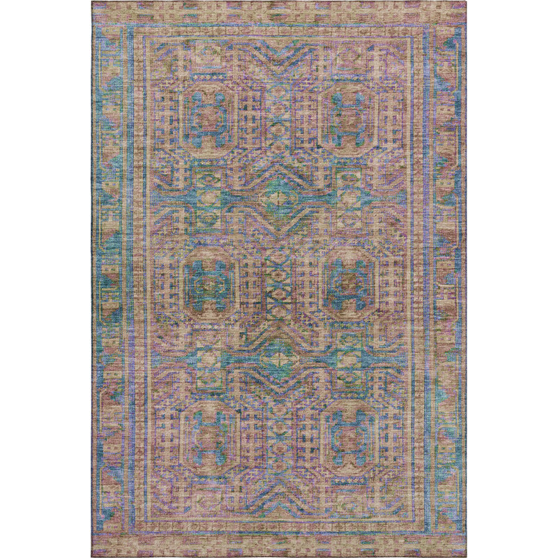 Premium Machine Washable Ashlynn Border Rug, Rectangle 10' x 14'