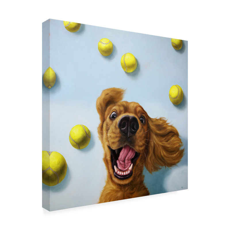 «Ball Boy» par Lucia Heffernan - peinture sur toile tendue, H 14 po x l 14 po x P 2 po