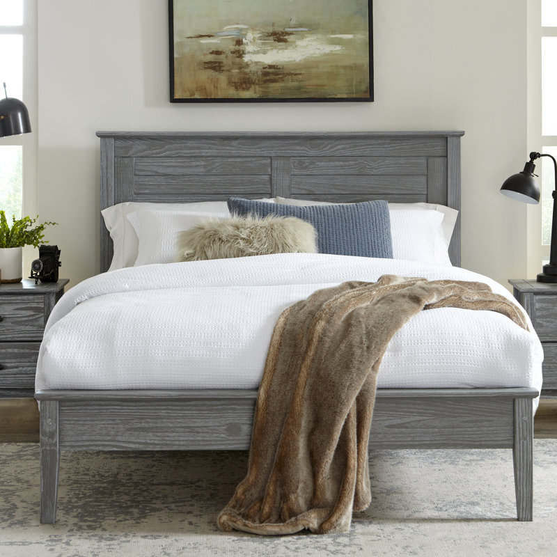 Greenport Solid Wood Piece Bedroom Set, Brushed Gray, Queen