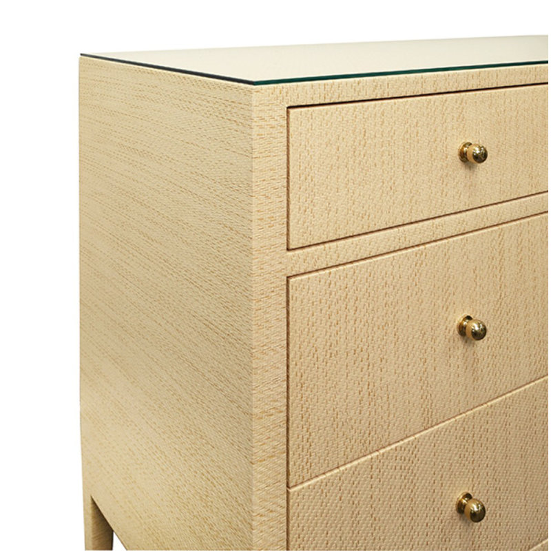 Four Drawer Chest with Glass Top, Gold