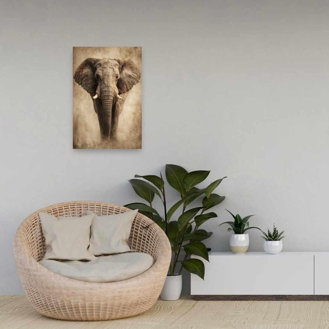 Majestic African Elephant Contemporary Elephant Wildlife Architecture Wall Art Print