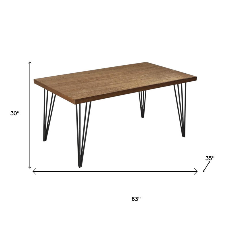  Table de salle à manger 63 "en bois brun et noir et métal