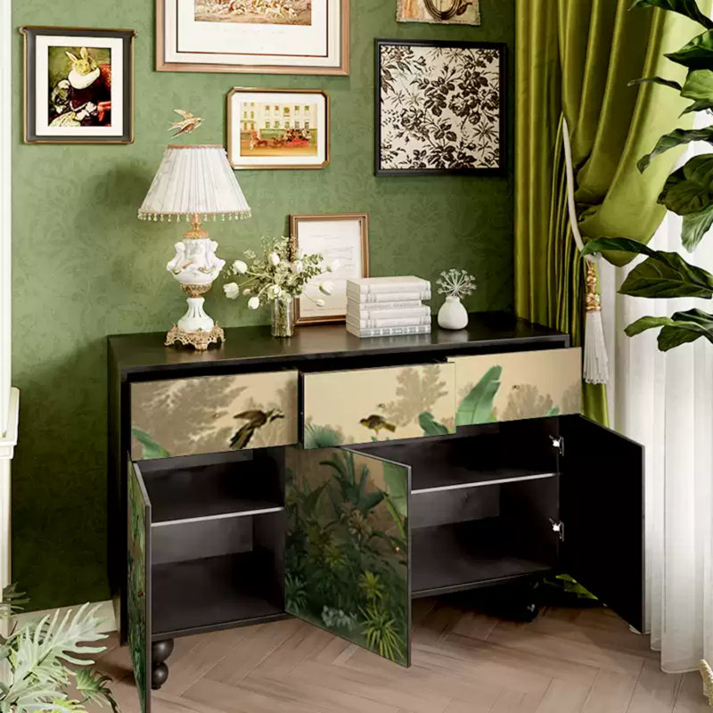Buffet décoratif Light Luxury, Noir/vert