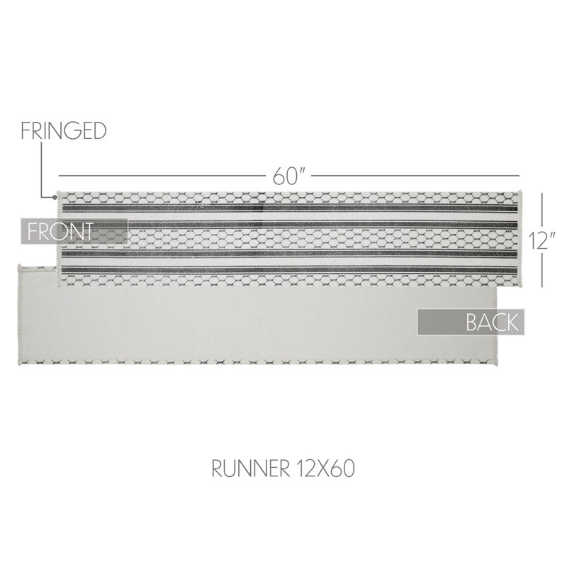 Soft White and Gray Cotton Country Farmhouse Table Runner