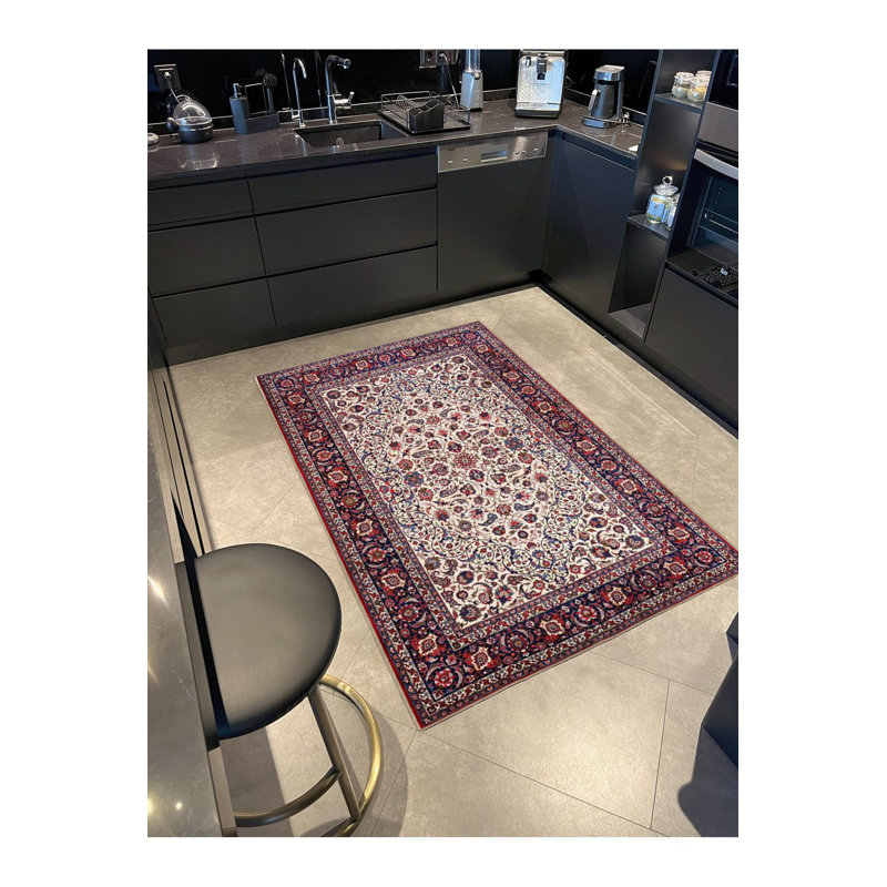 Tapis décoratif tissé multicolore lavable à motif géométrique traditionnel, Tapis de couloir 4 pi 11 po x 9 pi 10 po inclus