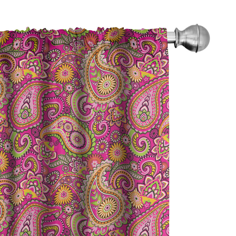 Paisley Semi-Sheer Rod Pocket Curtain Panels, 28" x 95", Blue