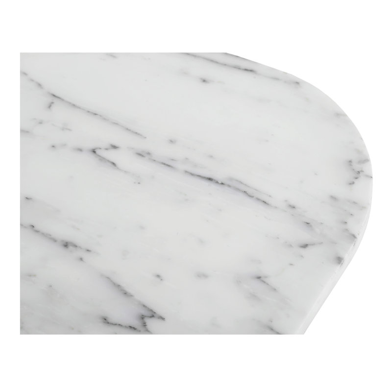 Dash White Calacatta Marble and Brown Wood Accent Table