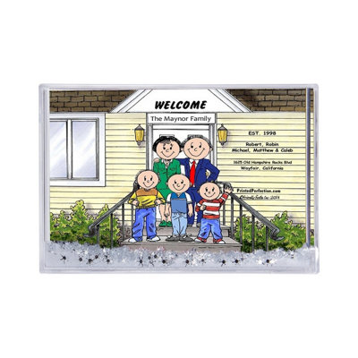 Personalized Family Home, Couple - Three Boys MINI Snow Globe Frame Gift