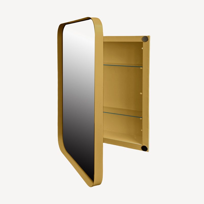 Armoire à pharmacie murale encastrée avec miroir, Doré