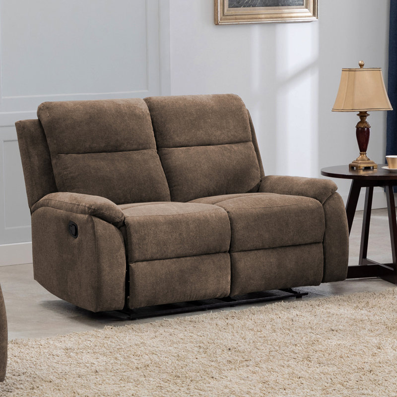 Ronald Reclining Loveseat - Family Relaxation & Leisure, For Living Room/Family Room, Brown Fabric With Hardwood Steel Frame & Foam-Encased Pocketed Coils, Pillow-Top Cushions & Luxurious Brown Fabric