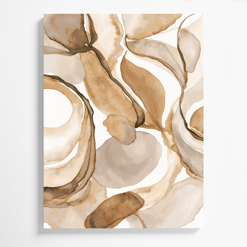 Aquarelle abstraite, art mural sur toile beige, H 16 po x l 20 po