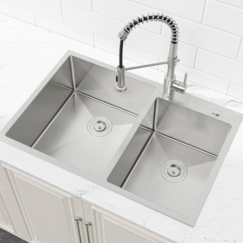 Handcrafted Overmount Double Bowl Kitchen Sink