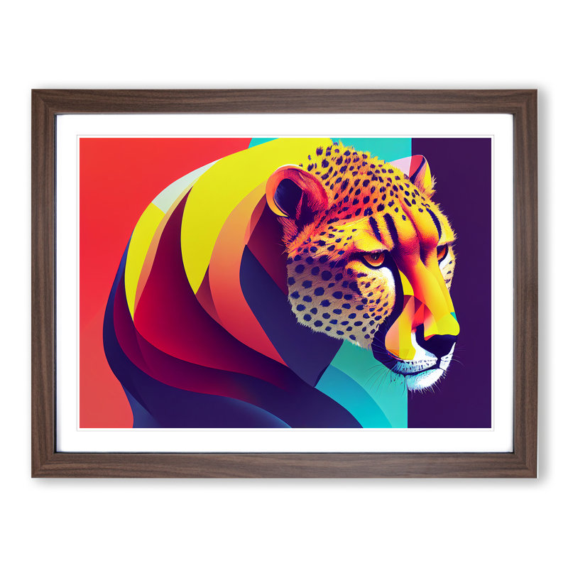 Cheetah - Framed Print, 25cm H x 34cm W, Walnut Framed
