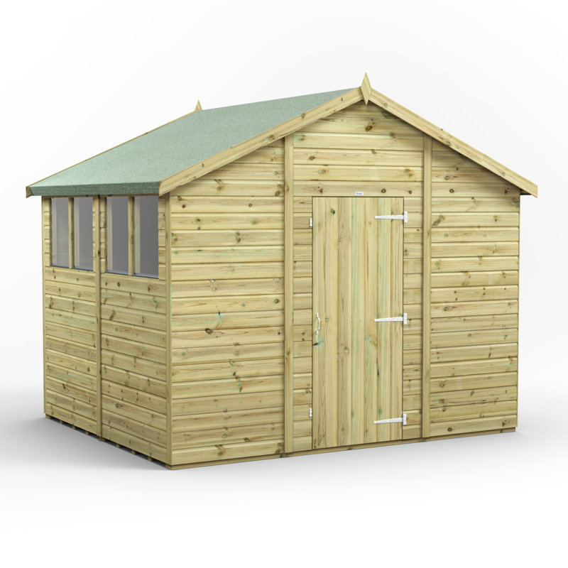 Powersheds 8 x 10ft Premium Pressure Treated Timber Apex Garden Shed