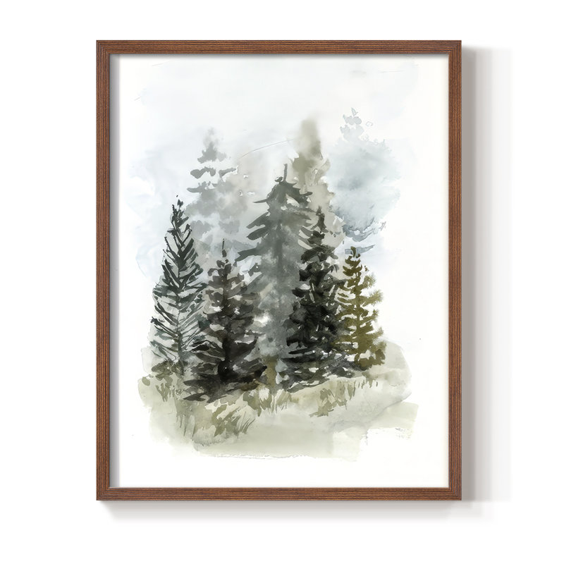 «Washy Treeline I», reproduction encadrée - bois massif, Noyer, H 21 po x l 17 po